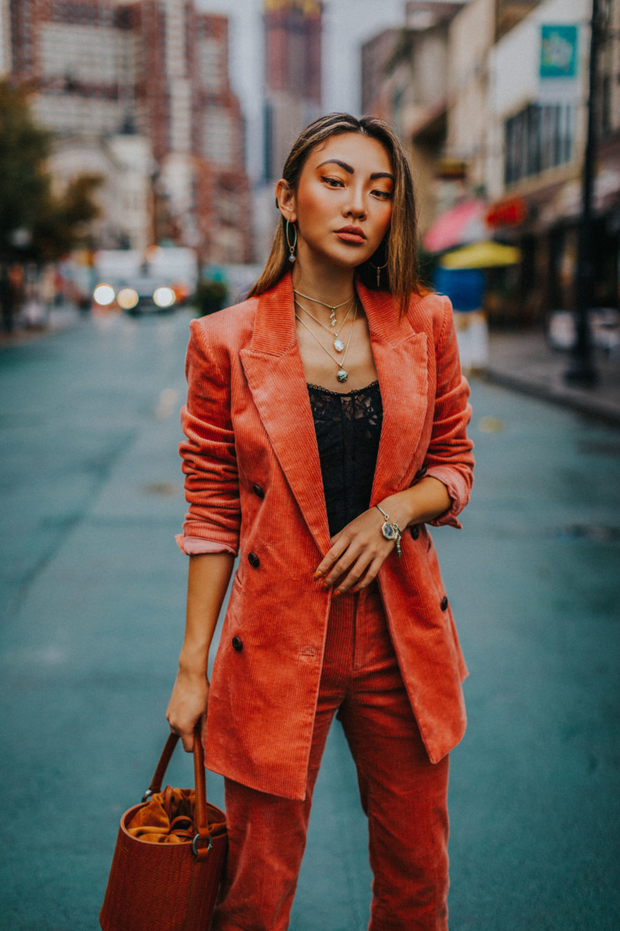 What to Wear For Every Thanksgiving Event - casual work outfit, thanksgiving outfits 2018 for work, & other stories corduroy suit, gold boots // Notjessfashion.com