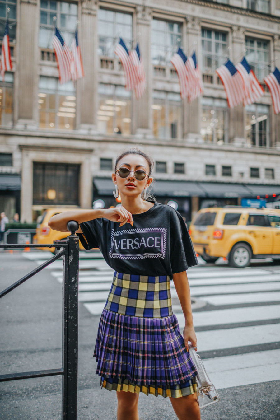 fashion blogger jessica wang shares how to style your graphic tee with a pleated mini skirt // Jessica Wang - NotJessFashion.com