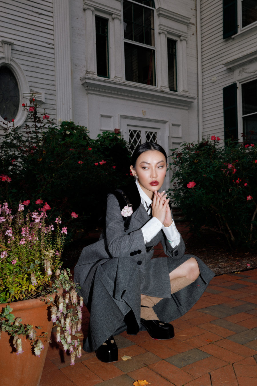 post holiday sales with gucci gray blazer and gucci pleated skirt // Jessica Wang - Notjessfashion.com